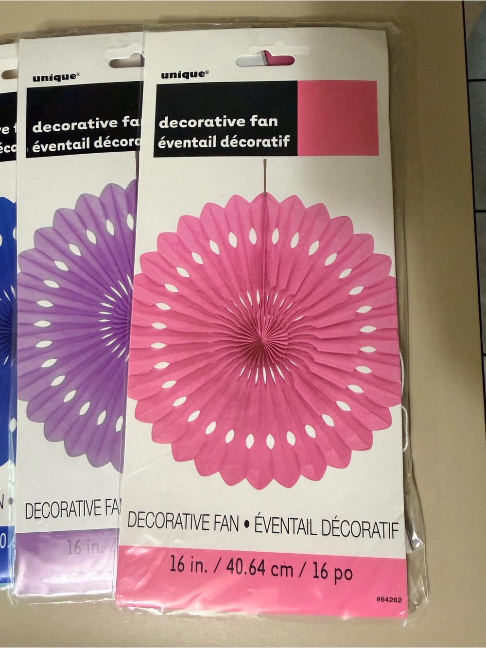 16in Paper Decorative Fans - Picture 2 of 3